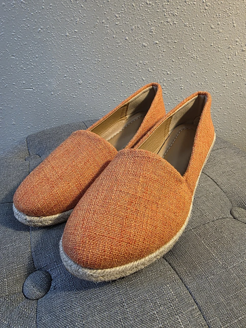 Coastal Lagenlook Women’s Orange Espadrille Wedge Slip-Ons Sz 41 8.5 To 9 US